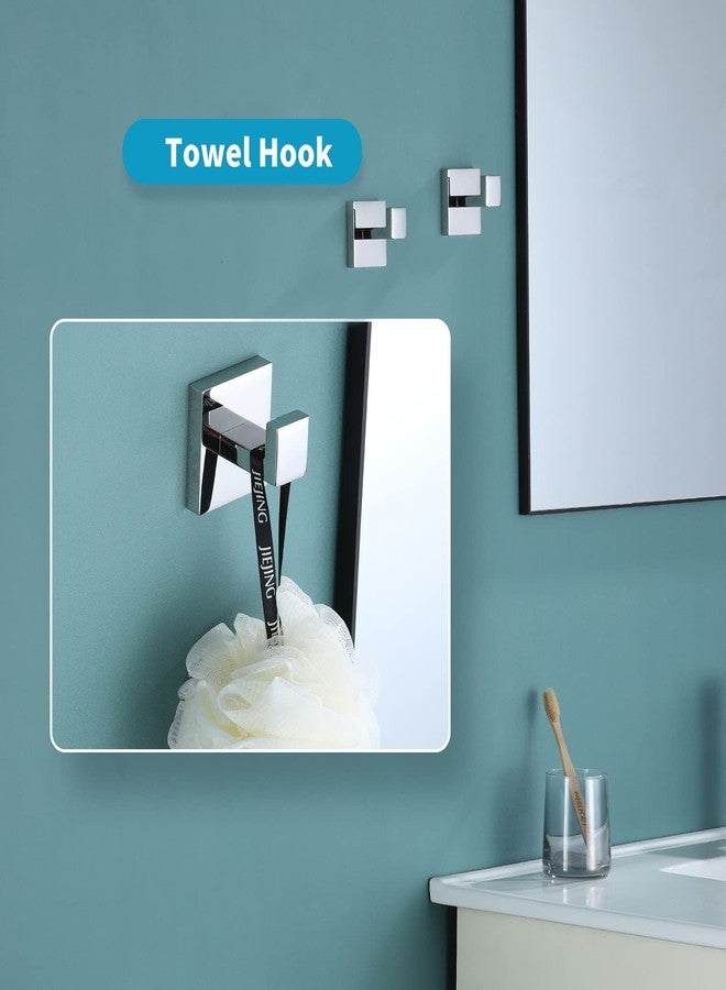 Durafe 2 Pack Towel Hooks SUS 304 Stainless Steel Bathroom Towel Holder Robe Hook Polished Chrome - Image 2